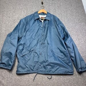 King Louie Pro Fit Coaches Jacket Men XL Blue Vintage Distressed Tear Stains 80s